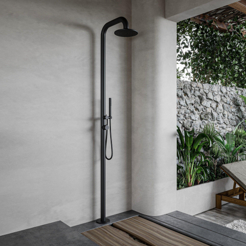 Fortifura Outdoor Deluxe Douche de jardin à poser avec douchette et douche pluie noir mat SW704716
