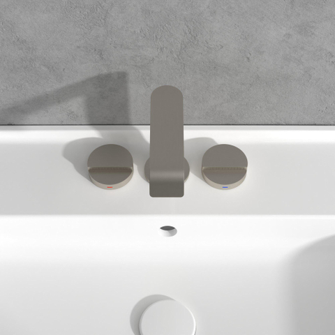 Villeroy & Boch Dawn wastafeluitloop set - zonder pop up - wandmontage afbouwdeel - Brushed Nickel (rvs) SW974313