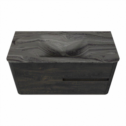 Mondiaz CIRO-DLUX Ensemble de meubles de salle de bains - 100x45x50cm - Plan-vasque en solid surface Sombra - 1 vasque au centre - sans trous de robinetterie - 2 tiroirs - Shadow SW1532748