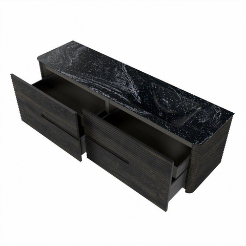 Mondiaz CIRO-DLUX Ensemble de meubles de salle de bains - 170x45x50cm - lavabo en solid surface Lava - 1 vasque à droite - sans trous de robinet - 4 tiroirs - Shadow SW1532497