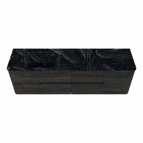 Mondiaz CIRO-DLUX Meuble de salle de bains - 170x45x50cm - Plan vasque Solid surface Lava - 1 lavabo à gauche - sans trous de robinet - 4 tiroirs - Shadow SW1532490