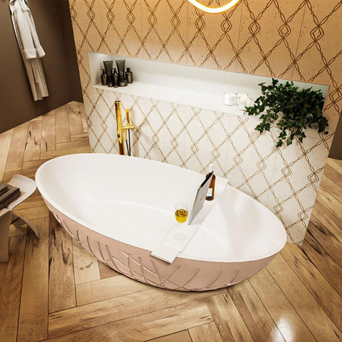 MONDIAZ ROCK Baignoire îlot - 170x70cm - couleur Plata / Talc SW1015106