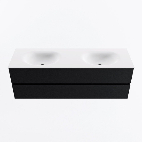 MONDIAZ VICA meuble sous lavabo 150cm Urban 2 tiroirs. Lavabo MOON double sans trou de robinet, couleur Talc. SW1381891