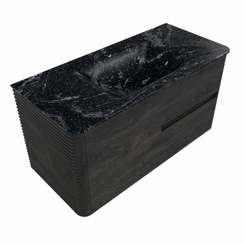 Mondiaz CIRO-DLUX Ensemble de meubles de salle de bains - 100x45x50cm - Lavabo en Solid Surface Lava - 1 vasque au milieu - 1 trou de robinet - 2 tiroirs - Shadow SW1532262