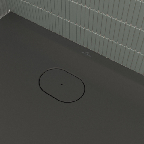 Villeroy & Boch Ecora douchebak - 120x90x3.5cm - afvoer korte zijde - anthracite (antraciet) SW1558889