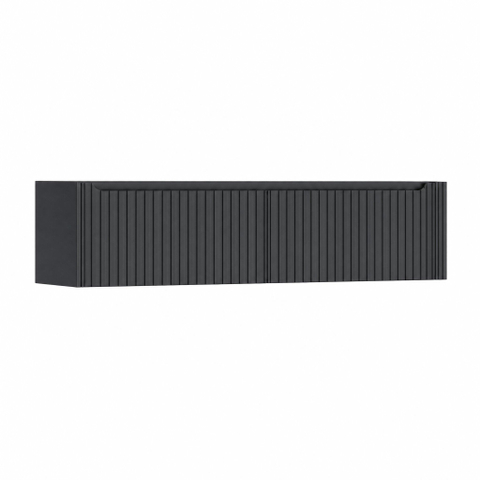 H&R Badmeubelen Juice Wastafelonderkast - 180x45x40cm - rechterhoek afgerond - 3D-front - 2 lades - geïntegreerde greep - dark blue SW1260434