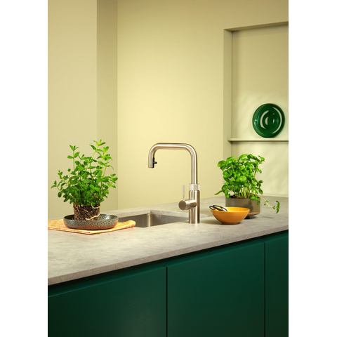 Quooker Flex Square kokendwaterkraan - draaibare & uittrekbare uitloop - PRO3 incl. Cube reservoir - Warm / kokend / bruisend / gefilterd water - RVS SW1442181