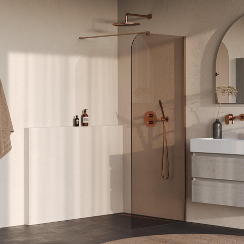 BRAUER Orion Paroi de douche à l'italienne - 100x200cm - verre bronze - revêtement en verre - PVD - cuivre brossé SW1476033