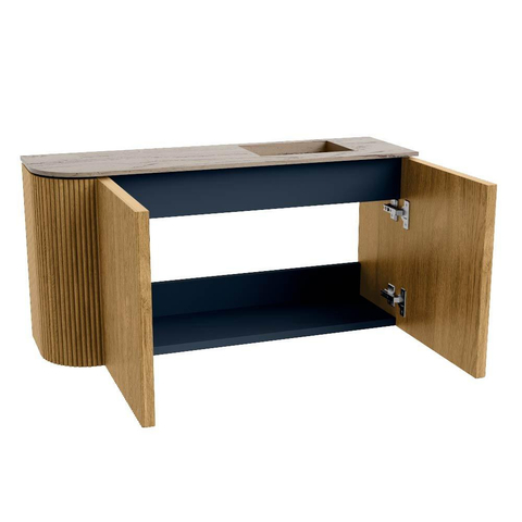 Mondiaz JOYA-DLUX Meuble de salle de bains - 81,6cm - arrondi gauche couleur Chêne - Vasque FAYE position Droite Sans trou de robinet couleur Arena SW1423917