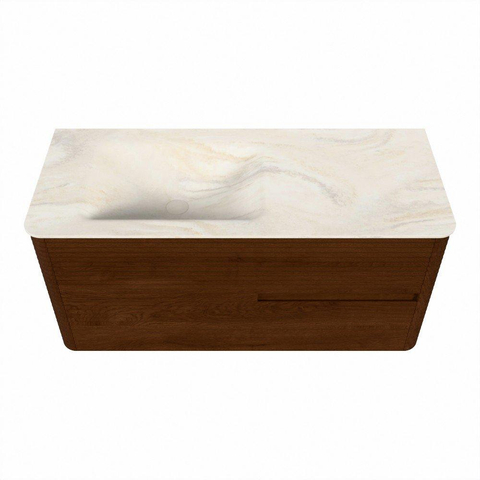 Mondiaz CIRO-DLUX Ensemble de meubles de salle de bains - 110x45x50cm - Plan vasque en solid surface Ostra - 1 vasque à gauche - sans trous de robinetterie - 2 tiroirs - Ruby SW1531851