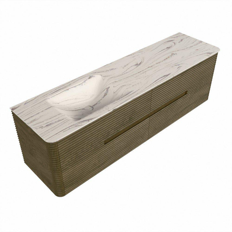 Mondiaz CIRO-DLUX Meuble de salle de bains - 170x45x50cm - Plan vasque en solid surface Nata - 1 lavabo à gauche - 1 trou de robinetterie - 4 tiroirs - Dusk SW1533240