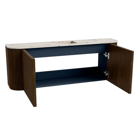 Mondiaz JOYA-DLUX 113.2cm toiletmeubel - ronding links en rechts kleur Walnut - Wastafel FAYE positie Midden 1 kraangat kleur Nata. SW1424534