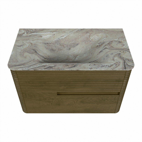 Mondiaz CIRO-DLUX Badkamermeubelset - 80x45x50cm - Solid surface wastafel Glace - 1 wasbak Midden - zonder kraangaten - 2 lades - Dusk SW1532862
