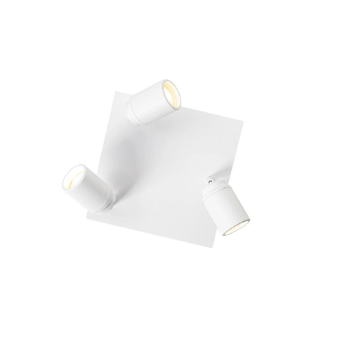 QAZQA Ducha badkamer plafondlamp - 23x23cm - 3 spots - IP44 - vierkant - mat wit TWEEDEKANS OUT14222