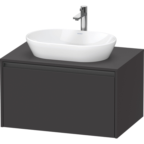 Duravit Ketho.2 Wastafelonderbouwkast - inclusief consoleplaat - met 1 lade - 80x55x45.9cm - met handgreep antraciet - grafiet supermat SW772947