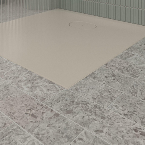 Villeroy & Boch Ecora douchebak - 80x80x3.5cm - afvoer korte zijde - almond (beige) SW1558921