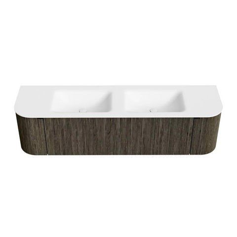 Mondiaz KURVE Ensemble de meuble de salle de bains - 170x46x40cm - 1 tiroir - 2 portes - vasque solid surface - double - 2 trous de robinet - Shadow SW1414123