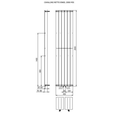 Plieger Cavallino Retto radiateur design vertical simple raccordement central 2000x450mm 999W blanc 7255304