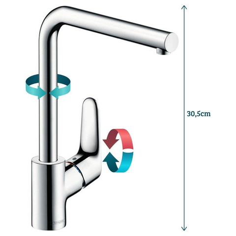 Hansgrohe Focus m41 Eengreeps keukenmengkraan - 280 - hoogglans chroom GA33662