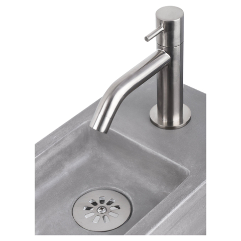 Differnz Ravo pack lave-mains – 38,5 x 18,5 x 9 cm – béton gris clair – robinet courbé chromé mat SW705501