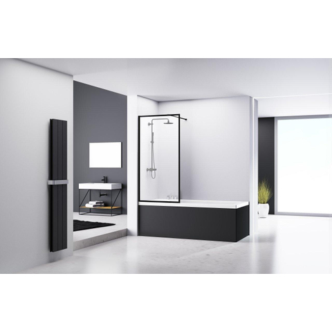 Van Rijn Products ST04 pare-baignoire - 80x120cm - 1 pièce - fixe - 8mm - verre clair - noir SW405514