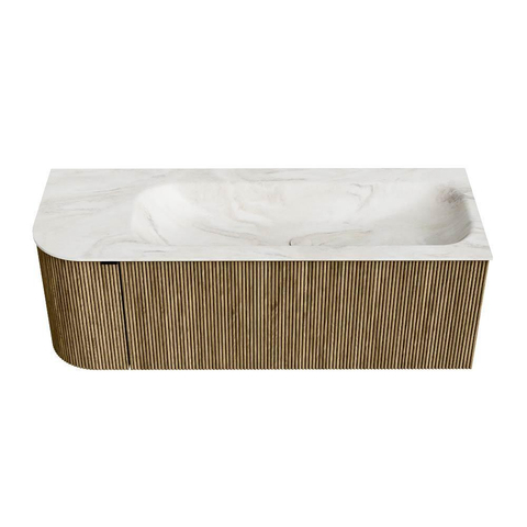 Mondiaz KURVE-DLUX Ensemble de meuble de salle de bains - 125x46x40cm - 1 tiroir - 1 porte - lavabo solid surface - droite - 1 trou de robinet - Dusk SW1415147