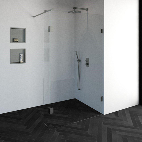 BRAUER Créer Douche à l'italienne - 120x200cm - sans profil - 30cm - paroi latérale - anti-calcaire - verre de sécurité 8mm - inox brossé SW223888
