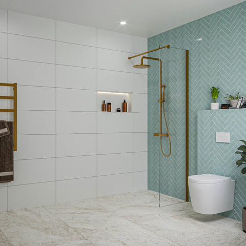 Fortifura Galeria Douche à l'italienne - 50x200cm - verre clair - Cuivre brossé SW876768