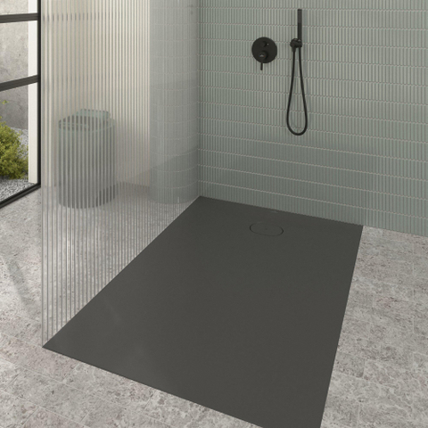 Villeroy & Boch Ecora douchebak - 140x100x3.5cm - afvoer korte zijde - anthracite (antraciet) SW1558954
