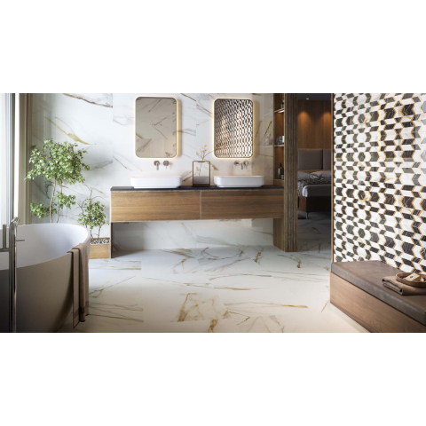 Ceralto Velario Polished carrelage sol et mur - 60x60cm - 8mm - rectifié - effet marbre - white mat (blanc) SW638561