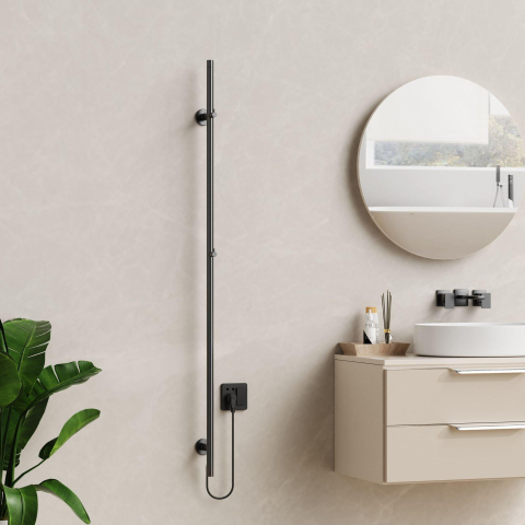Belrad Rod staafhanddoekdroger - 150x6,3x12,7 cm - elektrisch - enkel - 60w - 2,5cm - gunmetal SW1218460