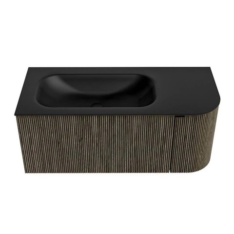 Mondiaz KURVE Badkamermeubelset - 105x46x40cm - 1 lade - 1 deur - wastafel solid surface - links - zonder kraangat - Shadow SW1414184