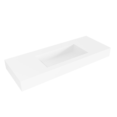 Mondiaz ZINK Talc Lavabo suspendu - 120cm - lavabo centré - bord 12cm - Solid Surface Talc SW430577