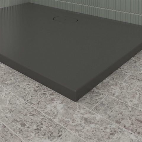 Villeroy & Boch Ecora douchebak - 120x80x3.5cm - afvoer lange zijde - anthracite (antraciet) SW1558972