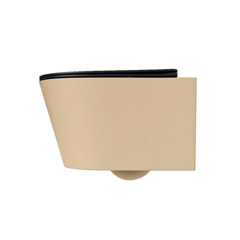 Mondiaz LAVIE WC suspendu – sans bride – 36 x 53 cm – avec abattant softclose – Sand (beige), abattant Urban (noir) SW1208752