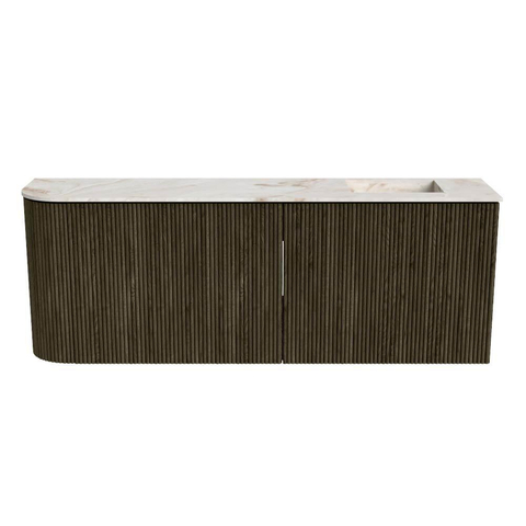 Mondiaz JOYA-DLUX 111.6cm toiletmeubel - ronding links kleur Shadow - Wastafel FAYE positie Rechts Zonder kraangat kleur Frappe. SW1422709