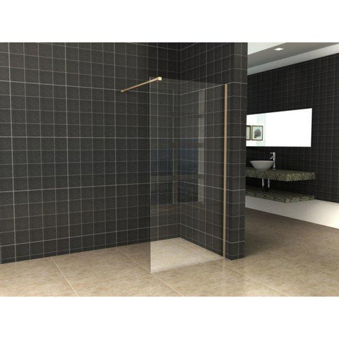 Wiesbaden Slim douche à l'italienne avec profilé en laiton et barre de stabilisation 120x200cm verre Nano clair 8mm SW398202