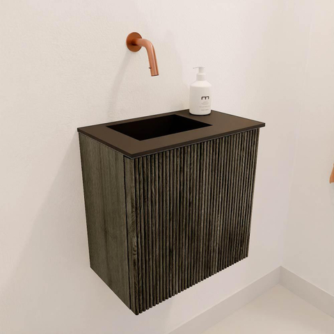 Mondiaz JOYA 40cm meuble de toilette - couleur Shadow - Vasque FAYE position Gauche Sans trou de robinet couleur Urban SW1421475