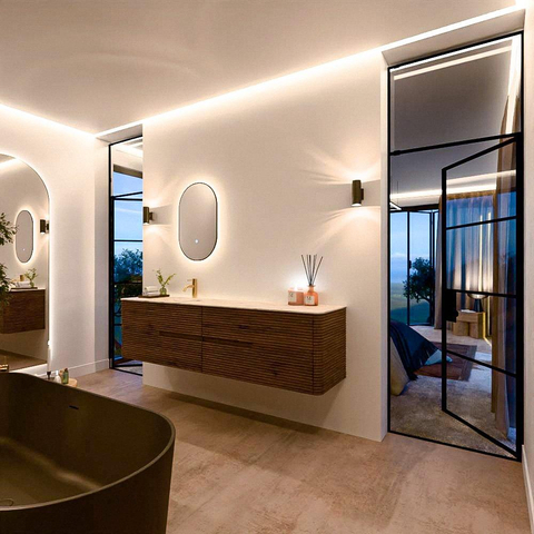 Mondiaz CIRO-DLUX Badkamermeubelset - 190x45x50cm - Solid surface wastafel Nata - 1 wasbak Links - 1 kraangat - 4 lades - Dusk SW1533251