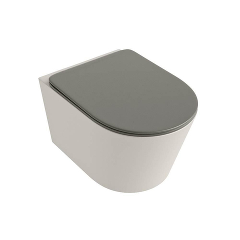 Mondiaz LAVIE hangtoilet – spoelrandloos – 36 x 53 cm – met softclose zitting – Linen (offwhite), zitting Smoke (lichtbruin) SW1208731