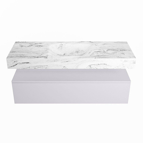 MONDIAZ ALAN - DLUX Badkamermeubelset - 130cm - onderkast - Cale - 1 lade - vrijhangende wastafel - wasbak midden - 1 kraangat - Glace SW806182