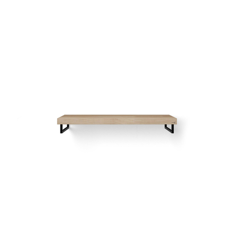 Looox Wood collection plan sous vasque - 120x46cm - Avec porte-serviettes noir mat - Chêne massif Old grey SW73140