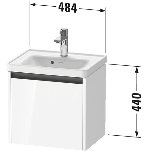 Duravit Ketho.2 Wastafelonderbouwkast - met 1 lade - 48.4x37.5x44cm - met greep antraciet - wit mat SW772316