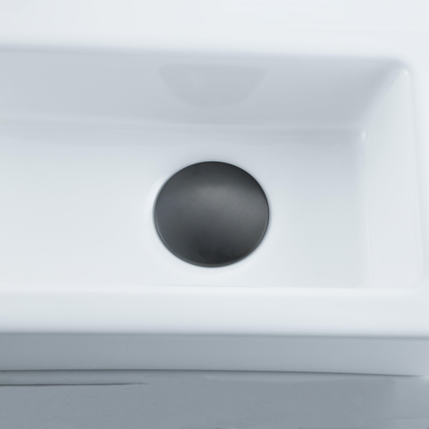QeramiQ Fuente pack lave-mains – 37,5 x 18,5 x 9 cm – perçage à gauche – robinet gunmetal brossé SW1232760