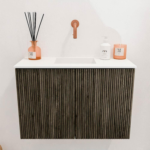 Mondiaz JOYA 60cm toiletmeubel - kleur Shadow - Wastafel FAYE positie Midden Zonder kraangat kleur Talc. SW1421390