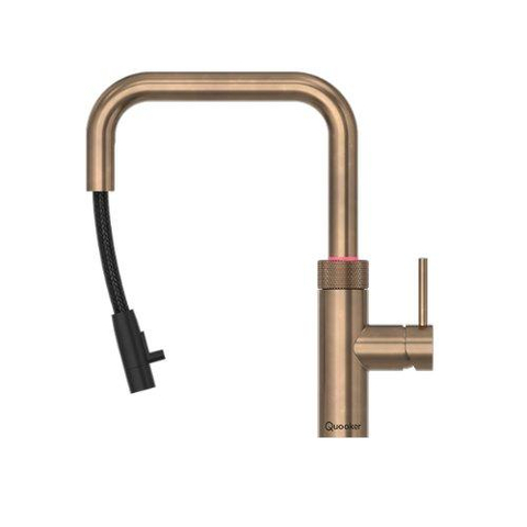 Quooker Flex Square kokendwaterkraan - draaibare & uittrekbare uitloop - PRO3 reservoir - kokend water - messing patina SW1481707