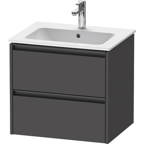 Duravit Ketho.2 Wastafelonderbouwkast - met 2 laden - 61x48x55cm - met grepen antraciet - grafiet mat SW771916
