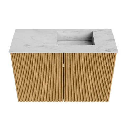 Mondiaz JOYA-DLUX 60cm toiletmeubel - kleur Oak - Wastafel FAYE positie Rechts 1 kraangat kleur Opalo. SW1422099