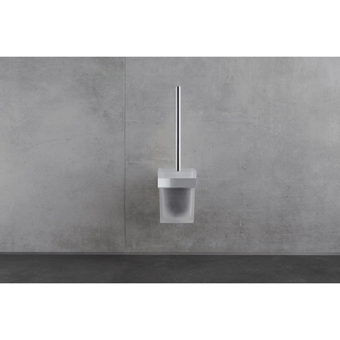 Duravit Karree Closetborstelgarnituur - met matglas wandmodel - hoogglans chroom SW55122
