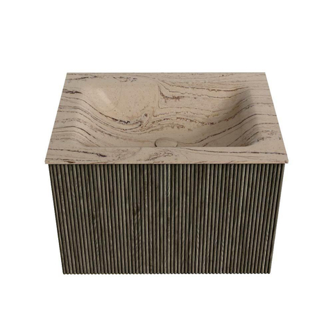 MONDIAZ KURVE-DLUX Meuble de salle de bains 60cm couleur Shadow avec 1 tiroir et 0 portes. Lavabo CLOUD Central sans trou de robinet Arena. SW1431279
